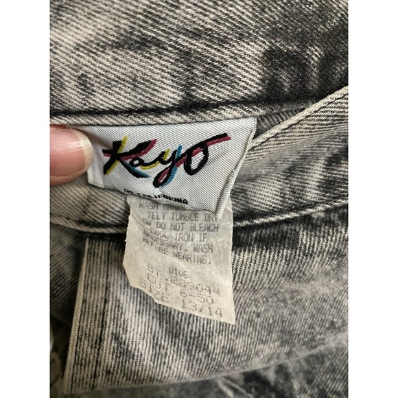 Vintage 80's Kayo of California Denim Gray Acid Wash Pencil Skirt Slit Sz 13/14 - Picture 10 of 11